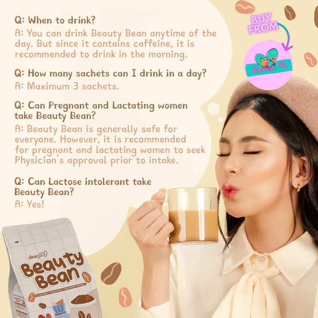 Dear Face BEAUTY BEAN Premium Korean Mocha Coffee, 10 Sachets X 18g