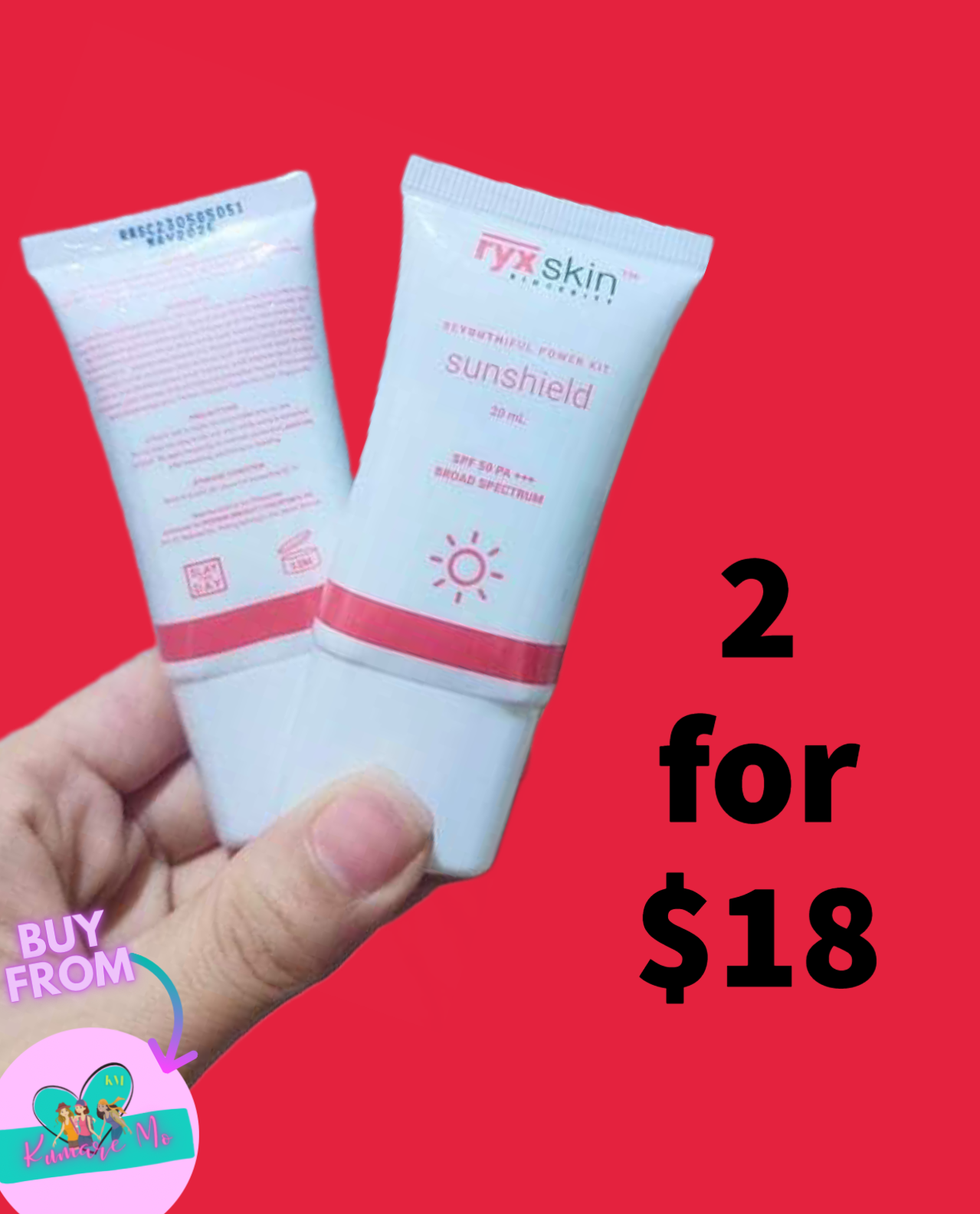 Ryx Skin Sunshield Sunblock SPF50 20mL x2 tubes