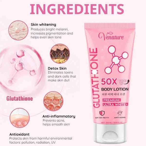 Venature Glutathione 50X Tone Up Body Lotion, SPF 50++++ PA