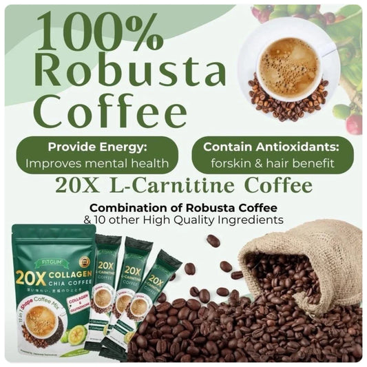 Fitgum Chia Collagen Coffee (10 sachets)