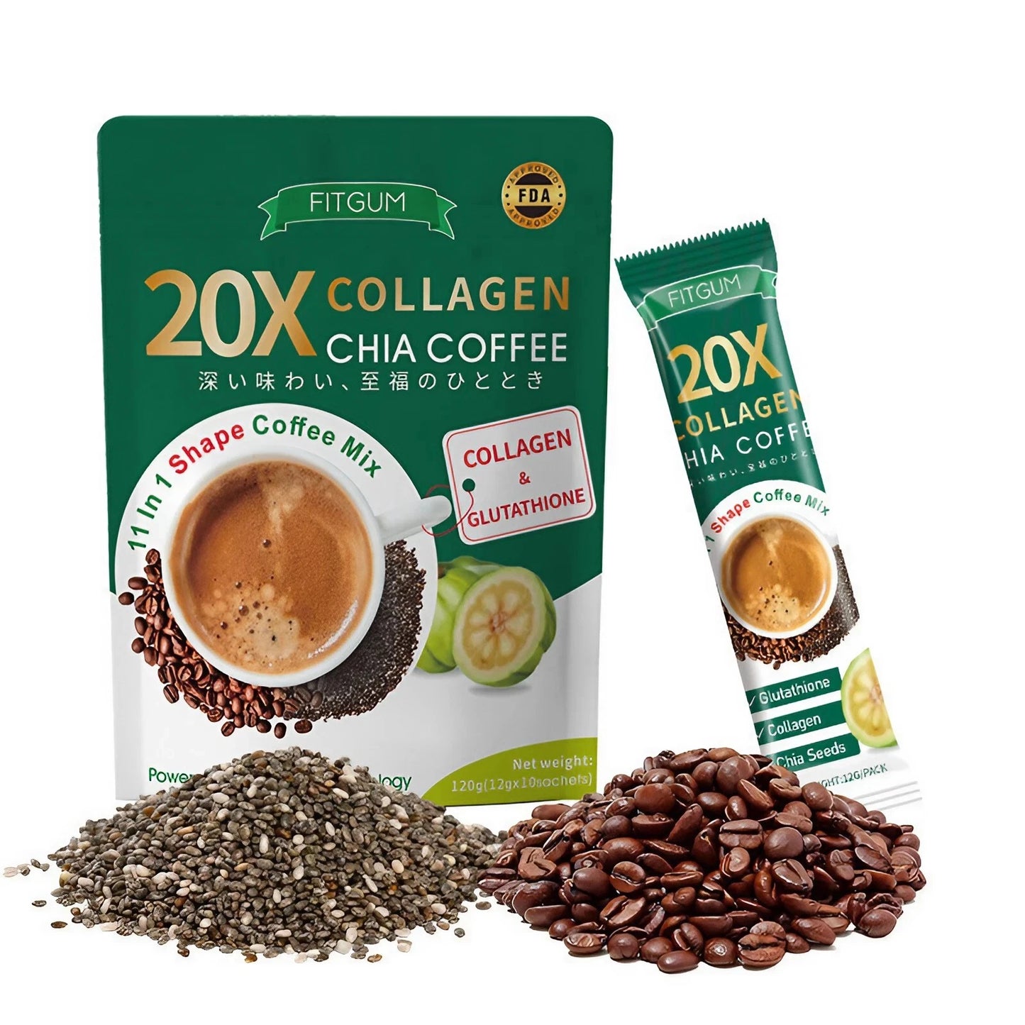Fitgum Chia Collagen Coffee (10 sachets)