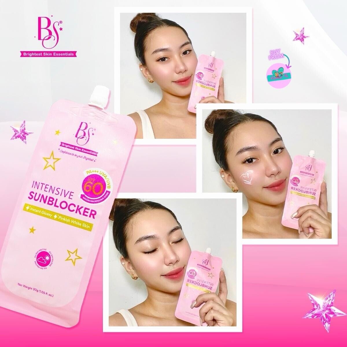 Brightest Skin Essentials Sunblock Cream Gel SPF60 Pouch