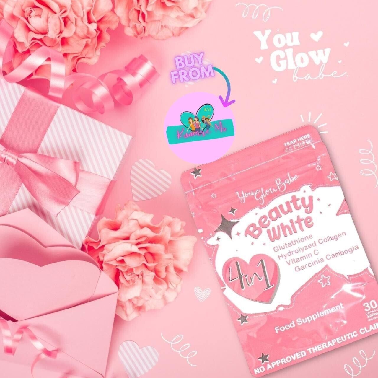 You Glow Babe BEAUTY WHITE Glutathione Collagen Slimming Capsules (x2 Pouches)