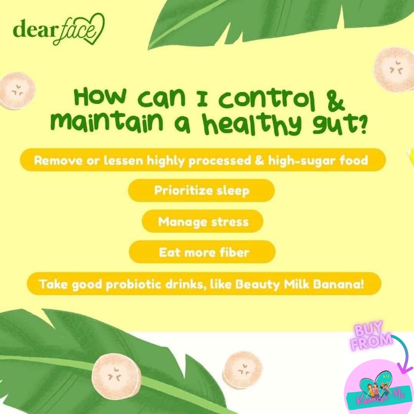 Dear Face Beauty Milk Banana With Probiotics, 10 Sachets