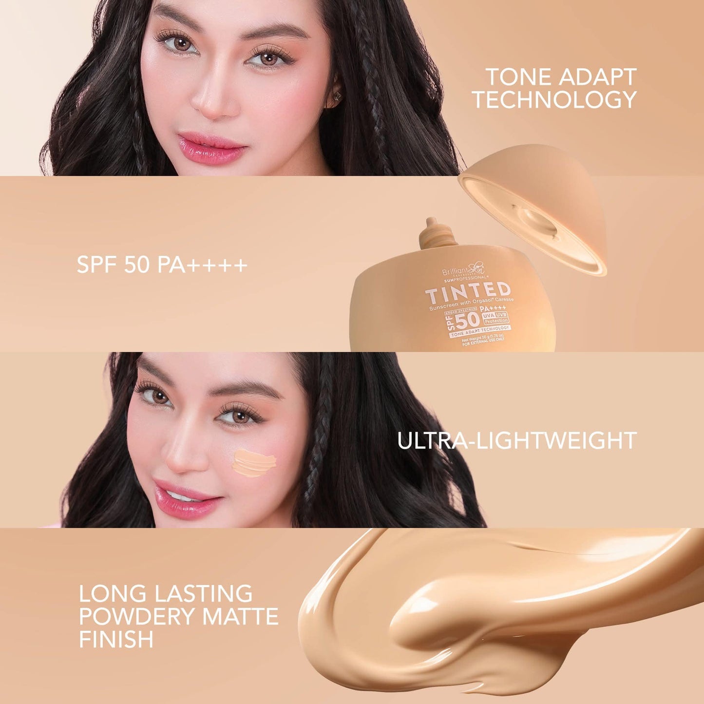 Brilliant Skin Essential Tinted Sunscreen with Orgasol Carese 50g